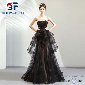 Tube Top čierne večerné šaty